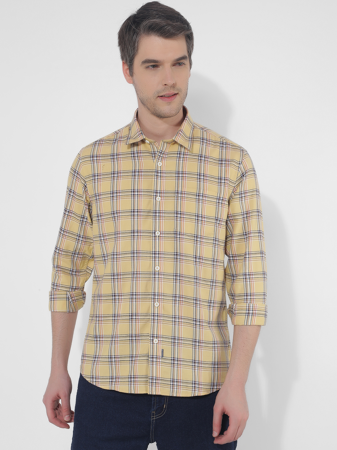 Numero Uno Men Checkered Yellow Shirt